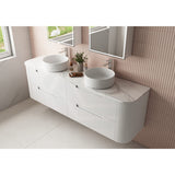 750-1800Mm Aulic Curva Wall Hung Vanity Finger Pull Drawer Timber Plywood Matt White Cabinet Only 