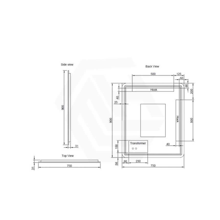 750/800/900/1200Mm Rectangle Brushed Nickel Framed Led Mirror Touch Sensor Horizontal/Vertical