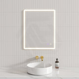 750/800/900/1200Mm Rectangle Brushed Nickel Framed Led Mirror Touch Sensor Horizontal/Vertical