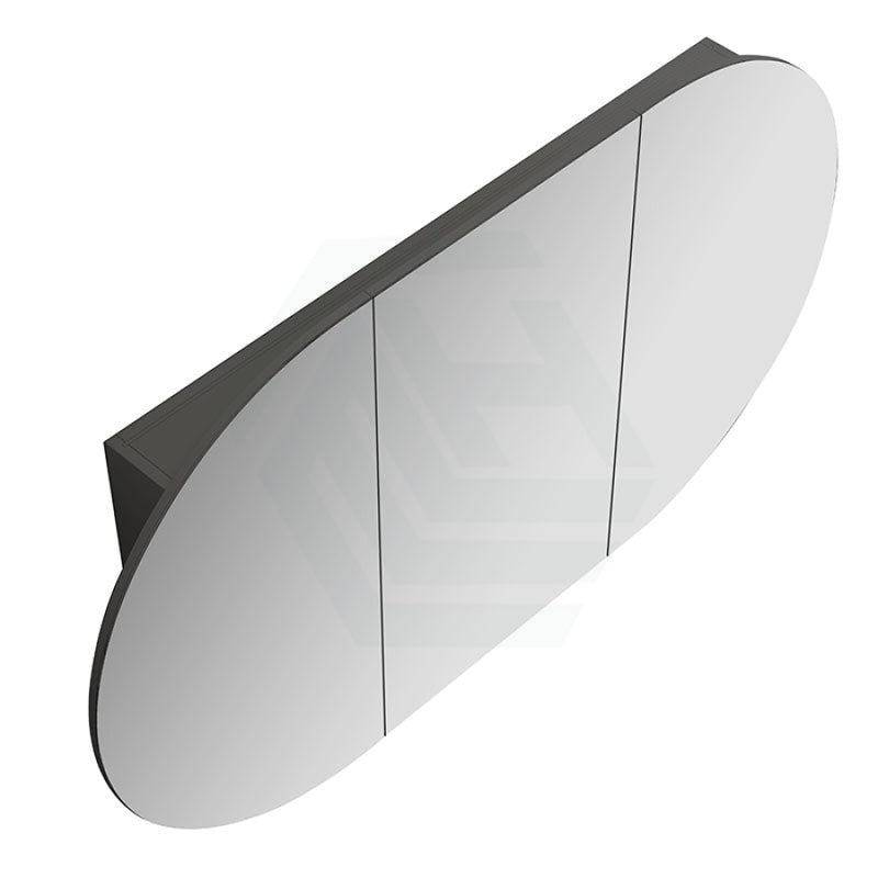 750/900/1200/1500Mm Rosy Oval Wall Hung Plywood Shaving Cabinet Semi Matt Black Pencil Edge Mirror