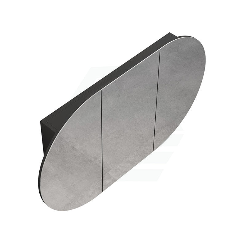 750/900/1200/1500Mm Rosy Oval Wall Hung Plywood Shaving Cabinet Semi Matt Black Pencil Edge Mirror