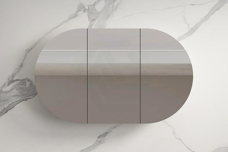 900/1200/1500mm ROSY Oval Wall Hung Plywood Shaving Cabinet Semi Matt White Pencil Edge Mirror for Bathroom