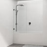 Tempered Glass Frameless Bathtub Shower Screen Fixed Panel Matt Black 750-900mm
