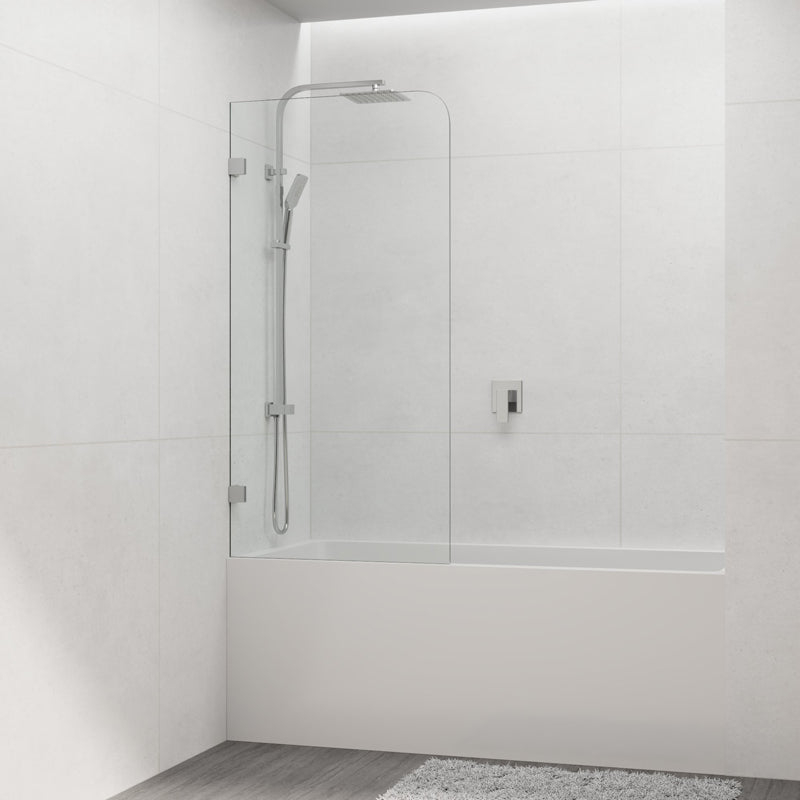 Tempered Glass Frameless Bathtub Shower Screen Fixed Panel Chrome 750-900mm