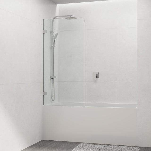 Tempered Glass Frameless Bathtub Shower Screen Fixed Panel Chrome 750-900mm