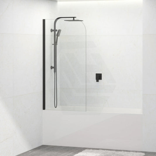 Bathtub Shower Screen Single Swing Panel Black