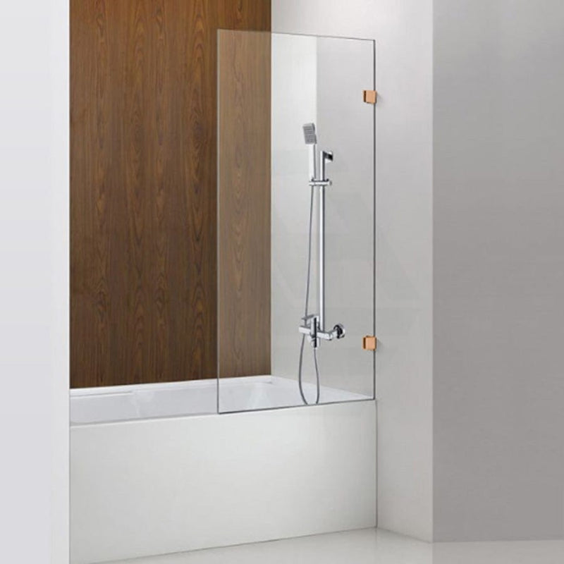 750/805/900Mm Bathtub Shower Screen Fixed Panel Rose Gold Fittings 10Mm Tempered Glass