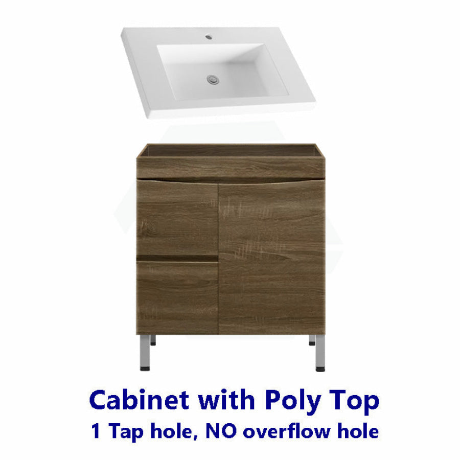 750Mm Freestanding Mdf Vanity Curve Edge Dark Oak Finish Left / Right Drawers Cabinet Only For