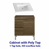 750Mm Freestanding Mdf Vanity Curve Edge Dark Oak Finish Left / Right Drawers Cabinet Only For