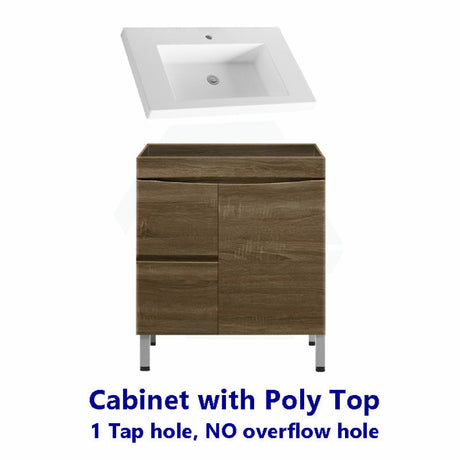 750Mm Freestanding Mdf Vanity Curve Edge Dark Oak Finish Left / Right Drawers Cabinet Only For