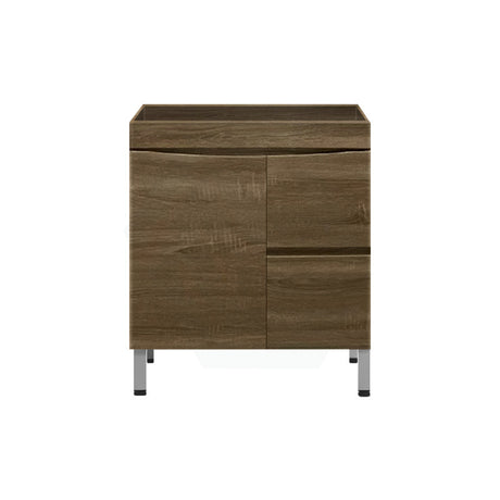 750Mm Freestanding Mdf Vanity Curve Edge Dark Oak Finish Left / Right Drawers Cabinet Only For