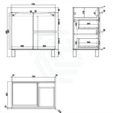 750Mm Freestanding Mdf Vanity Curve Edge Dark Oak Finish Left / Right Drawers Cabinet Only For