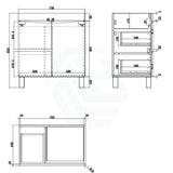 750Mm Freestanding Mdf Vanity Curve Edge Dark Oak Finish Left / Right Drawers Cabinet Only For