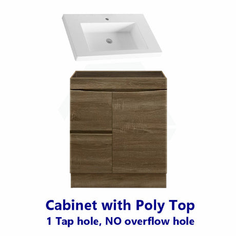 750Mm Freestanding With Kickboard Mdf Curve Edge Vanity Dark Oak Finish Left / Right Drawers Cabinet