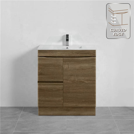 750mm Kickboard Curve Edge Vanity Cabinet Dark Oak