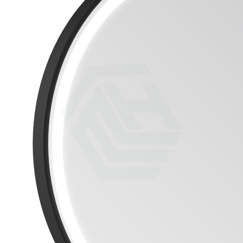 750/900Mm Led Mirror Round Black Framed Defogger Pad Led Mirrors