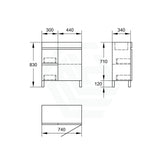 750Mm Narrow Freestanding Bathroom Vanity With Legs 2-Drawer 1-Door Multi-Colour Cabinet Only Left