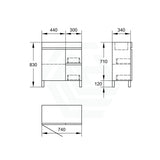 750Mm Narrow Freestanding Bathroom Vanity With Legs 2-Drawer 1-Door Multi-Colour Cabinet Only Right