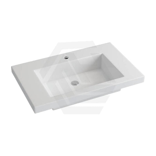 750X460X135Mm Poly Top For Bathroom Vanity Single Bowl Matt White 1 Tap Hole No Overflow Tops