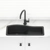 762X280X200Mm Black Quartz Granite Single Bowl Sink With Drain Board For Top/Under Mount In Kitchen
