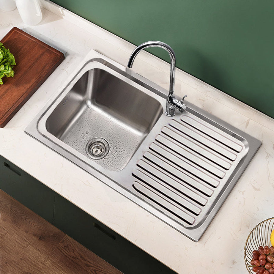 Eden 765X365X180mm Stainless Steel Kitchen Sink Left Right Single Bowl Available