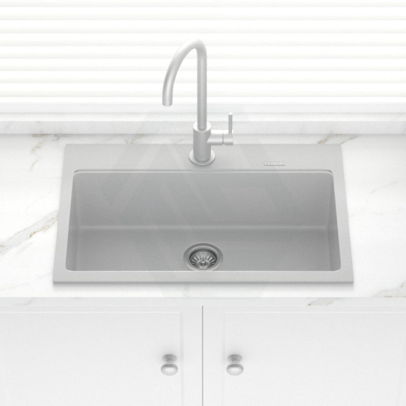 780X510X220Mm Carysil Concrete Grey Single Bowl Granite Stone Kitchen Laundry Sink Top/under Mount