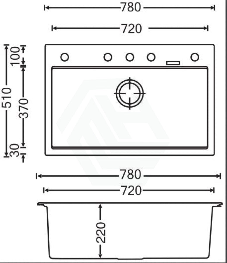 780X510X220mm Carysil White Single Bowl Granite Stone Kitchen Laundry Sink Top/ Under Mount Products