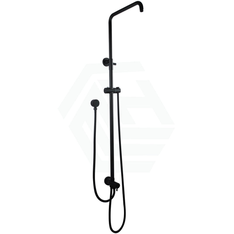 8 Inch 200Mm Round Black Twin Shower Station With 5 Functions Handheld Universal Water Inlet Showers
