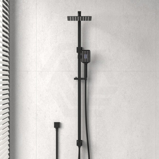 8 Inch 200Mm Square Black Rainfall Twin Shower Station Universal Water Inlet 3 Functions Handheld