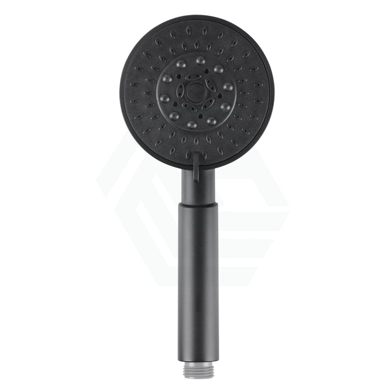 8 Inch Right Angle Round Black Twin Shower Station Top Inlet With 5 Functions Handheld Showers