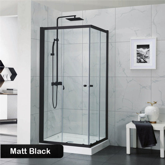 800-1200Mm Square / Rectangle Shower Screen Black Semi-Frameless Double Sliding 6Mm Glass 1900Mm
