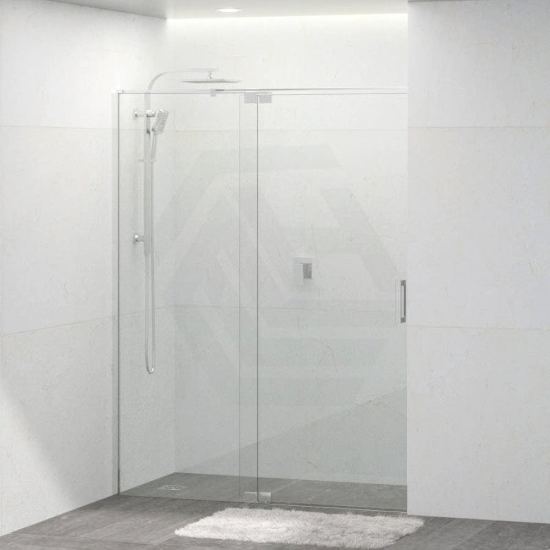 Tempered Glass Shower Screen Wall To Wall Pivotal Door Frameless Chrome