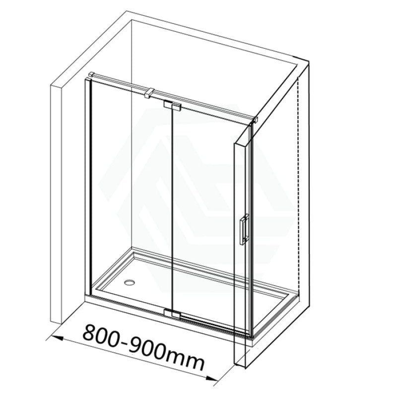 800-900X2000Mm Frameless Shower Screen Wall To Pivotal Door Chrome Hardwares 10Mm Glass