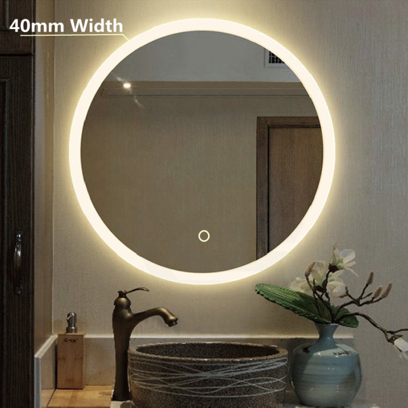 800Mm Led Mirror Round Light On Rim Touch Switch 40Mm