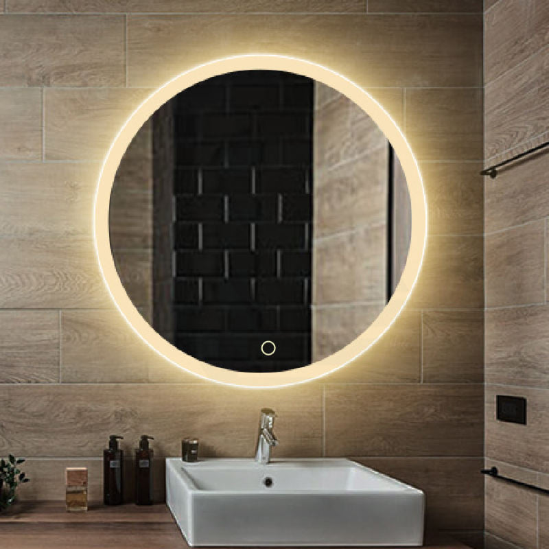 800Mm Led Mirror Round Light On Rim Touch Switch