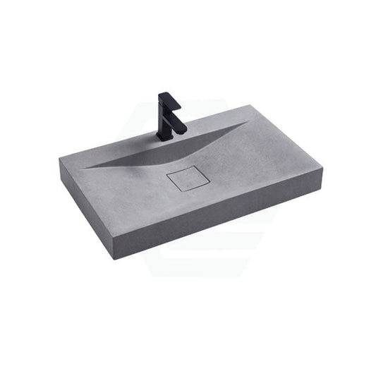 800X480X100Mm Rectangle Above Counter Concrete Basin Grey Mist Pop Up Waste Included Basins