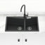 800X500X220mm Carysil Black Double Bowl Granite Kitchen Sink Top/ Flush Mount Sinks