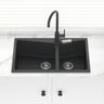 800X500X220mm Carysil Black Double Bowl Granite Kitchen Sink Top/ Flush Mount Sinks
