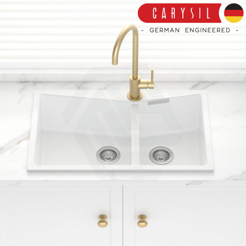 Carysil Granite Kitchen Sink Double Bowls 800mm White