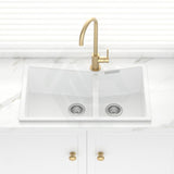 800X500X220mm Carysil White Double Bowl Granite Kitchen Sink Top/ Flush Mount Sinks