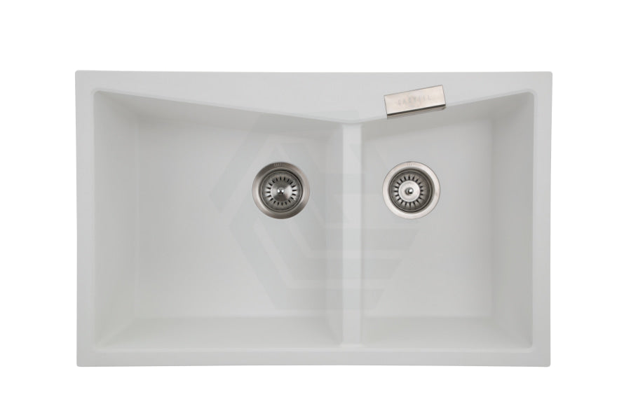 800X500X220mm Carysil White Double Bowl Granite Kitchen Sink Top/ Flush Mount Sinks