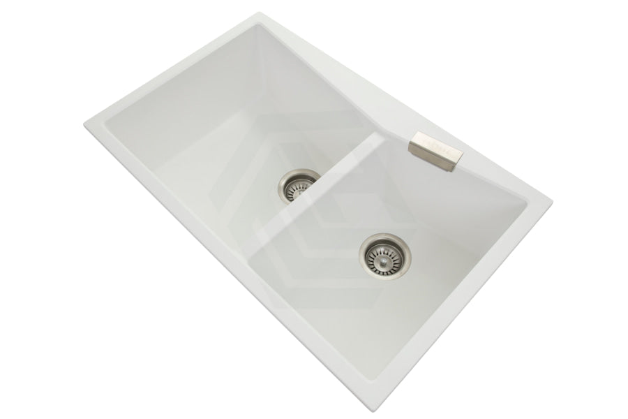 800X500X220mm Carysil White Double Bowl Granite Kitchen Sink Top/ Flush Mount Sinks
