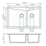 800X500X220mm Carysil White Double Bowl Granite Kitchen Sink Top/ Flush Mount Sinks