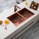820X457X230Mm Rose Gold Pvd Double Bowls Kitchen Sink Top/undermount