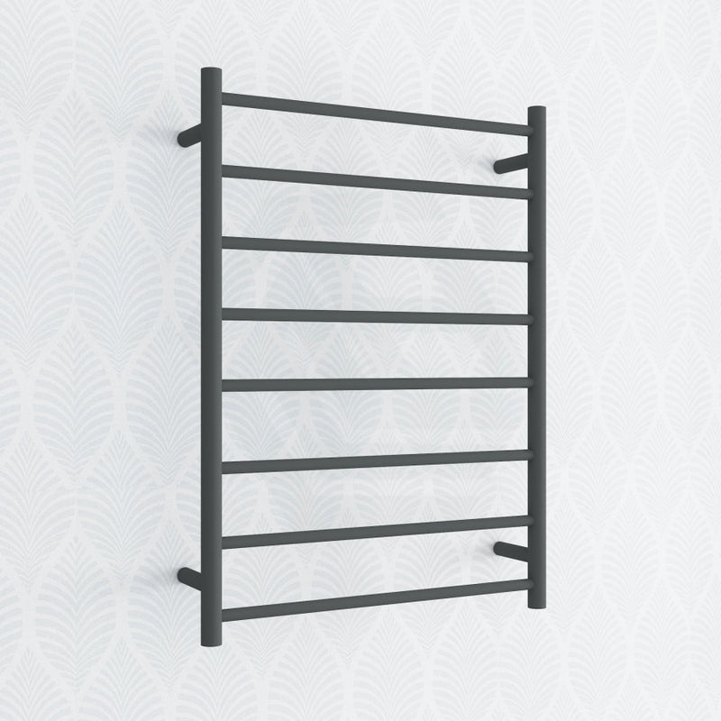 820X600X120Mm Round Black Electric Heated Towel Rack 8 Bars Stainless Steel