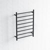 820X600X120Mm Round Black Electric Heated Towel Rack 8 Bars Stainless Steel Rails