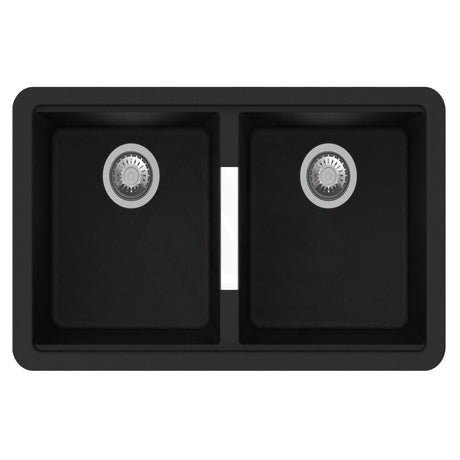 824X481X241mm Carysil Black Double Bowls Granite Undermount Kitchen Laundry Sink