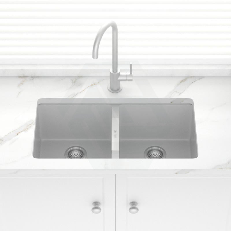 824X481X241Mm Carysil Concrete Grey Double Bowls Granite Undermount Kitchen Laundry Sink