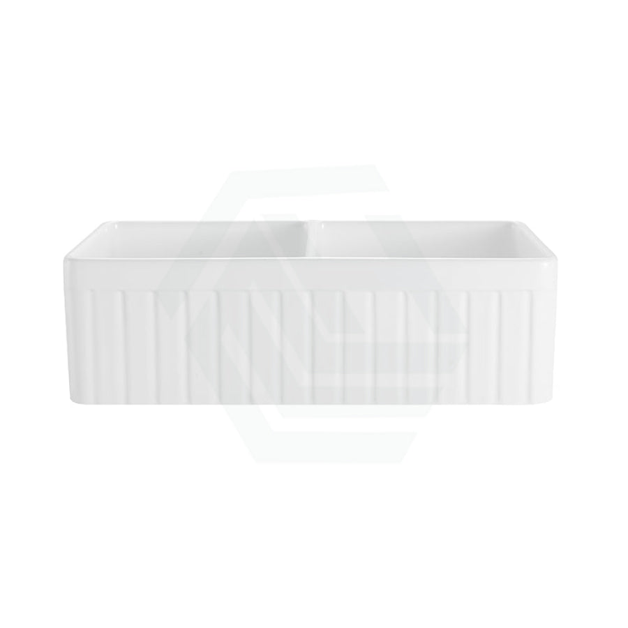 828X450X255Mm Gloss White Greenwich Fireclay Farmhouse Sink Double Bowls Kitchen Laundry Butler