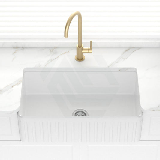 828X450X255Mm Gloss White Greenwich Fireclay Farmhouse Sink Single Bowl Kitchen Laundry Butler Sinks